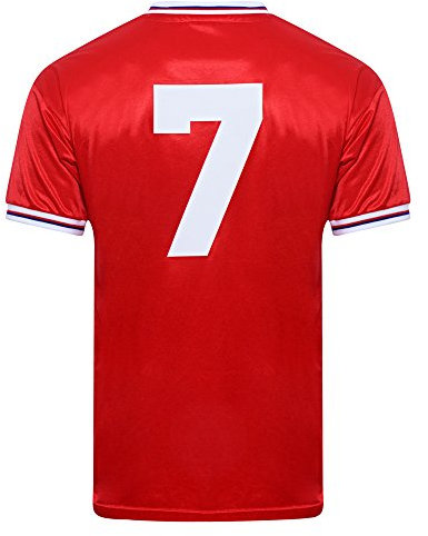 England 1982 World Cup Finals Away No 7 Retro Shirt Red Small Cotton/Polyester