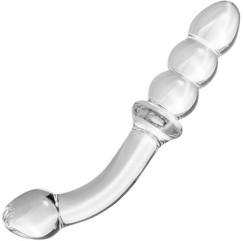 DUKESTON Glas Dildo Transparent Glasdildo Prostata Massager Mann Doppeldilos für Frauen Analdilos Herren (16,8 cm lang, 173 g schwer)