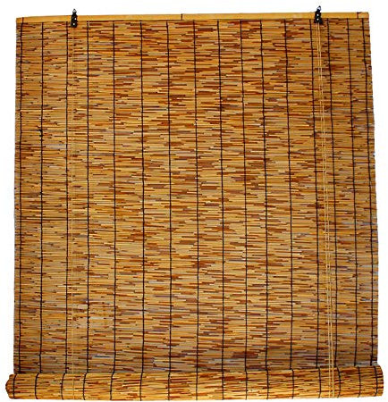 MANG Bambusrollo Holzrollo Sichtschutz Rollo Retro Bambus Jalousien Seitenzugrollo Für Fenster Und Türen Dunkelbraun Verdunklung