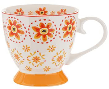 KASANOVA Tazza tè fiori arancione in New Bone China, 450 ml arancione