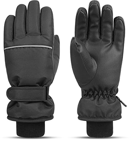 QKURT Guantes de Esquí para Niños, Guantes de Nieve Impermeables, Manoplas al Aire Libre a Prueba de Viento, Guantes de Patinaje de Snowboard para Trineo de Invierno para Niños y Niñas de 4 a 15 Años