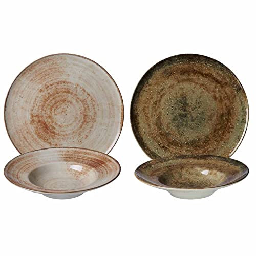 Ritzenhoff & Breker Siena/Faia Pizza & Pâtes pour 2 personnes, Assiette à pizza Ø 32 cm, Assiette à pâtes Ø 27 cm, Porcelaine, Vaisselle pour mélange et match