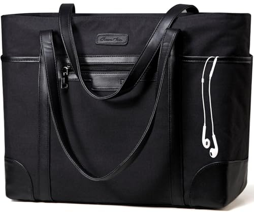 Chase Chic Laptop Handtasche Damen, Wasserdicht Groß Arbeitstasche Damen 17.3 Zoll Laptop Tasche Shopper Tote Bag mit Gepäckband