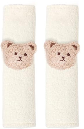 SLEEKEE Juego de 2 fundas para cinturón de seguridad de coche, almohadillas de felpa para el cinturón de seguridad, para coche, cochecito, mochilas, correas de guitarra (blanco)