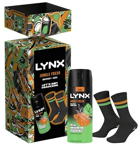 Lynx Jungle Fresh deodorant Gift Set body spray + socks perfect gifts for him 1 piece