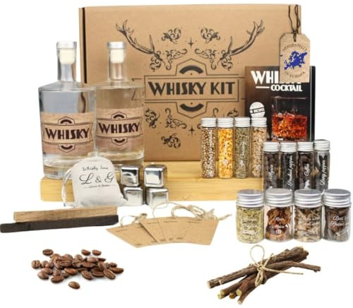L&G® - Kit de preparación y degustación de whisky arreglado - Ideas para regalar - Caja regalo whisky original DIY - Navidad, cumpleaños - Made in France - Ingredientes y accesorios de calidad