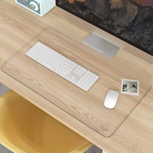 Skrivbordsunderlägg transparent, 100 x 40 cm PVC skrivbordsunderlägg genomskinligt, halkfritt vattentätt runda kanter skrivbordsmatta, skrivbordsunderlägg lämplig för kontor, skola och hem