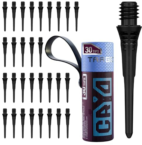 Target Darts Cryo Punta Morbida Punto Multipack Set di 30 Punte, Nero | Confezione di Punte, Accessori Professionali per Freccette, Punte di Ricambio in Plastica, Filettatura 2BA