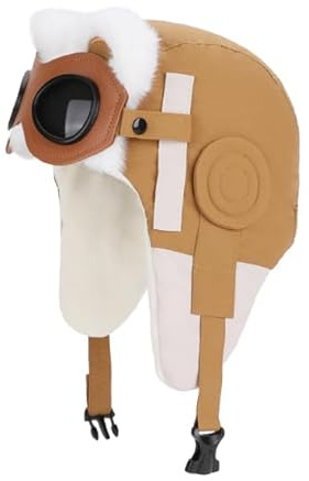 JIAHG Vintage Fliegerhut Fliegermütze mit Brille, Kinder Ohrenschützer, Kostümzubehör, Pilotenmütze für Jungen und Mädchen, Kinder Pilotenmütze