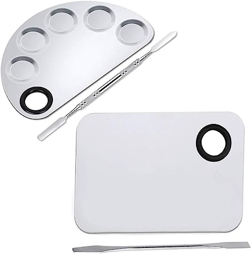 2 st makeup blandpalett, BetterJonny kosmetisk blandpalett akvarell makeup spatel palett rostfritt stål kosmetisk spatel makeup palett kosmetisk palett för nagelkonst makeup öga ögonskugga