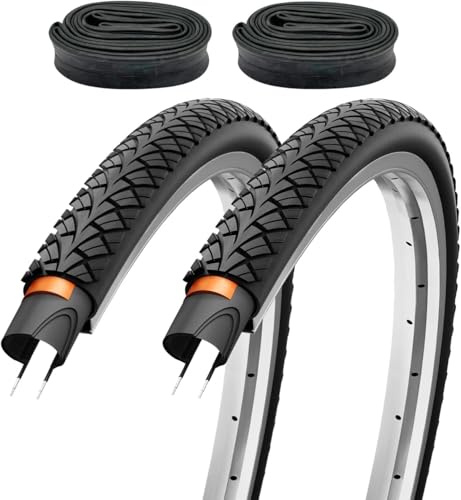 F24 Tyre 2er Set Fahrradreifen 28x1,60 Zoll 42-622 700x40c Pannenschutz inklusive Autoventil Schläuchen AV – Trekkingreifen Allround für Citybike Trekkingrad Tourenrad - Schwarz