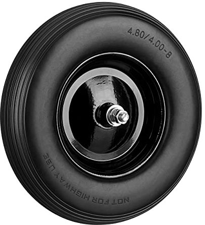Relaxdays Rueda Carretilla, Goma Maciza con Eje, 4.80 4.00-8, Antipinchazos, Carga máx. 100 kg, de Repuesto, Negro