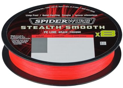 Spiderwire Stealth Smooth 8-trådig, flätad fiskelina, 300 meter, Röd (Code Red), 0,23 mm/23,6 kg.
