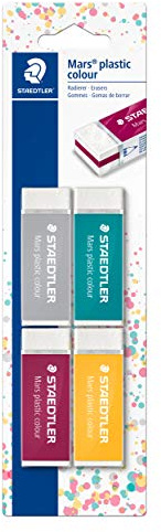 STAEDTLER Mars Gomme à sandwich en plastique Lot de 4 couleurs assorties.