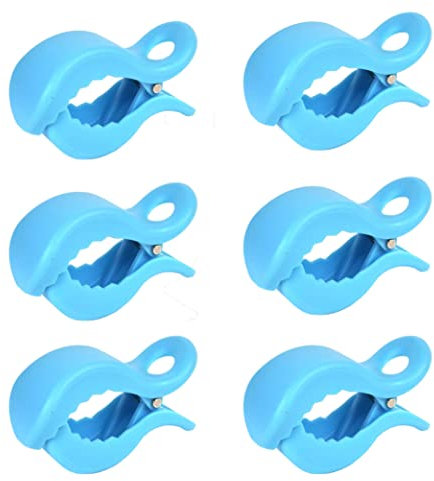 6 St. Babies1st Kinderwagen Klammer, Clip zur Befestigung von Spielzeug, Abdeckung, Sonnenschutz am Kinderwagen, Buggy, Babyschale, Baby Blau