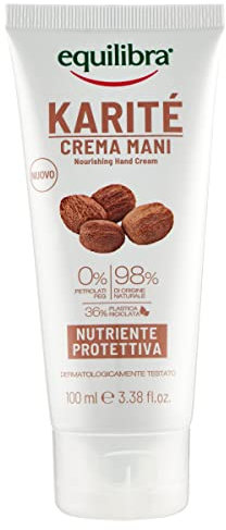 equilibra Corpo, Karité Crema Mani Nutriente e Protettiva, Crema Mani A Base di Burro di Karité e Vitamina E per Pelle Screpolata, Non Unge, Assorbimento Rapido, 100 ml