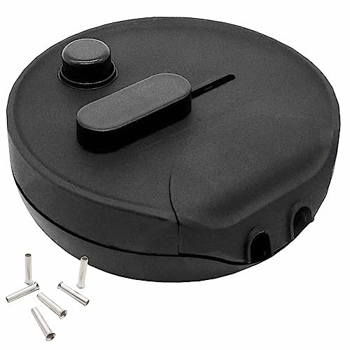 Universal Fußdimmer 60–300 W 230 V rund mit Schieberegler und Druckschalter – Schnurzwischendimmer Modell 1012 inkl. Aderendhülsen schwarz