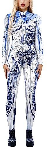 Seaur Halloweenkostym dam robot cosplay catsuit overall ben dräkt karneval L