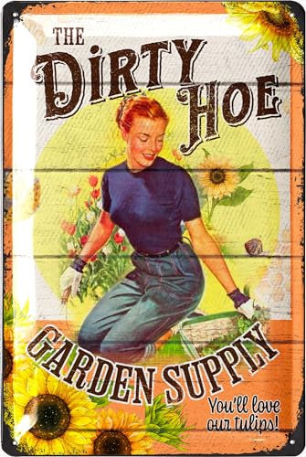 LANOLU Vintage Tin The Dirt Garden Farmhouse Metallschild, lustiges Outdoor-Metallschild für Wand, Veranda, Terrasse, 30,5 x 20,3 cm