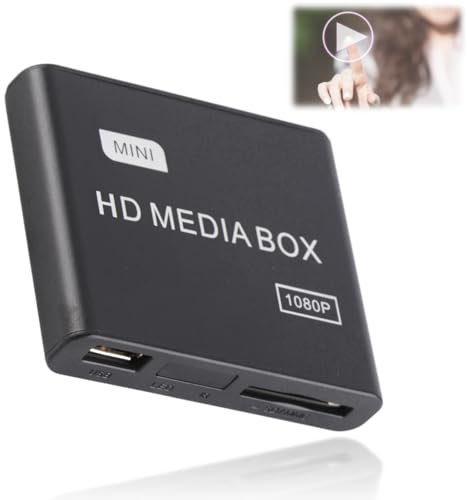 Mini Box Décodage Lecteur Multimédia de Petite Taille, Forte compatibilité Lecteur Multimédia 1080P Belle Apparence Prise en Charge RM/RMVB (Real8/9/10) Prise (Prise UE)