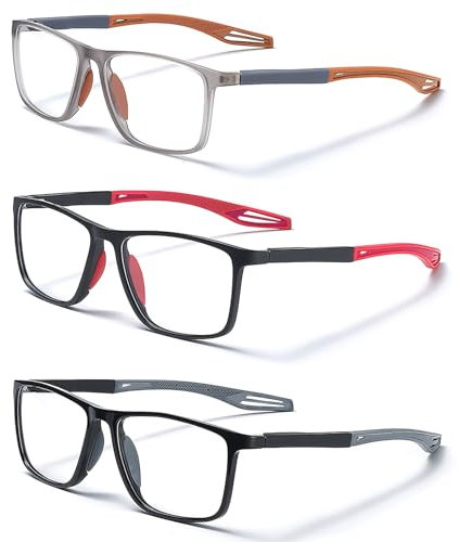 Hioip 3 Lunettes de Lecture, Lunettes de Lecture Antichoc Anti Lumiere Bleue Flexible Monture Rectangle Lunettes Unisexe Vue Lunettes Loupe Antidérapant Forme Classique Charnières Ressort Force +1,5