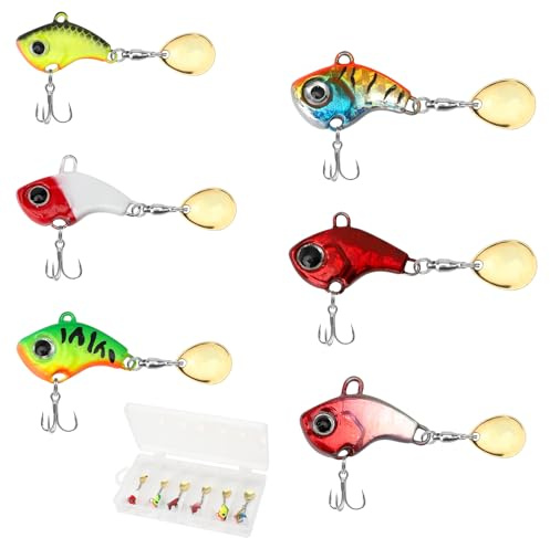 6 Stück Angelköder Set, Jig Spinner Angeln Angelköder Set, Kunstköder, Künstlicher Köder, Spinnerbait Bleikopfspinner,Hecht Köder, Angelhaken für Barsch für Barsch, Hecht, Zander, Wels, Döbel