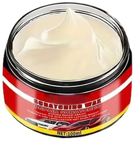 Scratch Repair Vehicles - 100ml Car Wax Paint Restorer for Gloss Enhancement, Scratch Removal Function, Automotive Solution for Marine Rv Interior Exterior, White Cream Formula, Sponge Cleaner