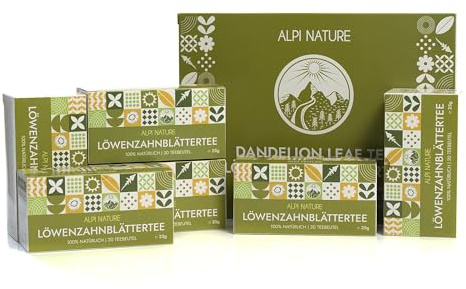 Alpi Nature Hojas de Diente de León Infusión, 120 Bolsitas de Té 150g, Paquete de 6 x 20 Bolsitas de 1.25g