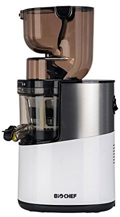 BioChef Altas Entsafter Whole Slow Juicer Pro - Ultra Leistungsstarker Motor, Einfach Gemüse & Früchte Entsaften mit XXL Einfüllschacht, Spülmaschinen Geeignete Einzelteile in Weiß