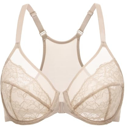 DELIMIRA Kvinnors behåar med spets och framtill Beige 80B
