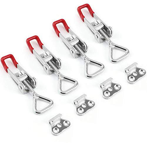 TANCUDER 4 Pack Pull Latch Adjustable Toggle Clamp Quick Release Toggle Latch 100Kg 220Lbs Holding Capacity Hasp Clip Clamp Heavy Duty Draw Latch for Door Cabinet Box Case Trunk Cases Smoker Lid Jig