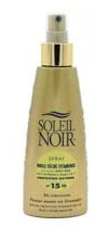 Soleil Noir - Huile Sèche Vitaminée SPF15 Protection Solaire Moyenne UVA et UVB - Peaux Mates et Bronzées - Vitamines et Huiles Nobles - Fabrication Française - Flacon Pompe, 150 ml