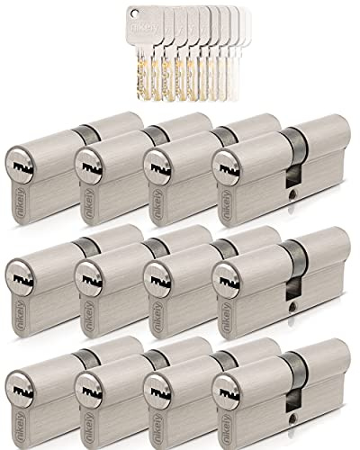 GERCAR Pro 12 cilindros de cierre 30/30 con cierre uniforme, juego de 12 cilindros de perfil con 60 llaves, cerradura de 60 mm, cerradura para puerta de 12 cilindros – Longitud: 60 mm, A: 30 B: 30 –