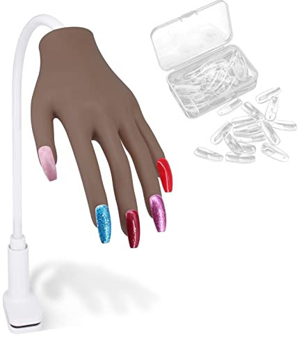 Main d'entraînement professionnelle en silicone pour ongles en acrylique, support intégré en alliage d'aluminium, doigts ne se cassent pas, modèle d'entraînement flexible pour pratiquer les faux