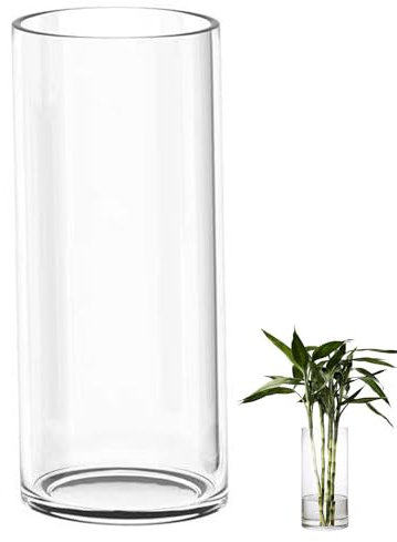 TSKDKIT Glas Blumenvase Modern Zylinder Vase, Handgemacht Kristall Vasen 40cm Hoch, Kerzenhalter Glas Blumenblume Pflanzenbehälter für Home Office Dekor, Tischdeko, Geburtstagsgeschenk