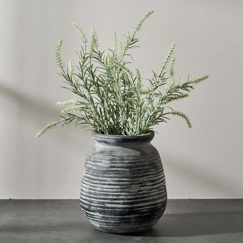 SIDUCAL Jarrón de cerámica rústica de Granja, jarrón Decorativo de cerámica para decoración del hogar, Mesa, decoración de Sala de Estar, decoración de estantes, Chimenea, 7.3 Pulgadas, Negro