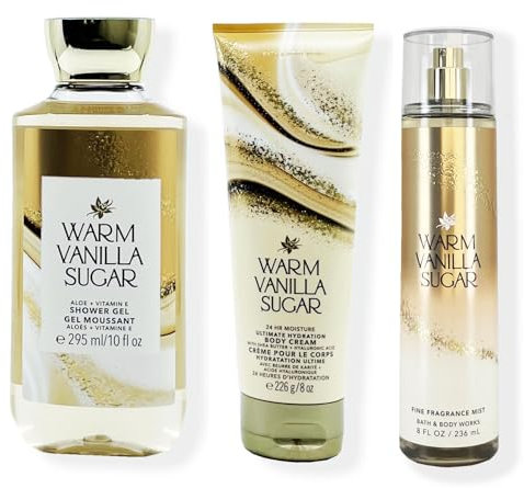 Warm Vanilla Sugar Set of 3 Shower Gel + Body Cream + Body Spray: Original BBW