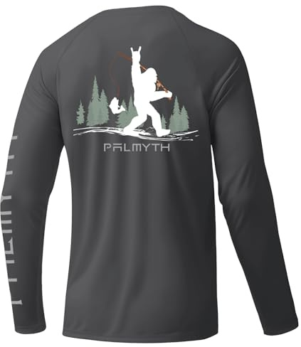 Palmyth Fishing Shirts for Men Long Sleeve UPF 50+ Sun Protection UV T Shirt Tee Bigfoot Rock 2XL