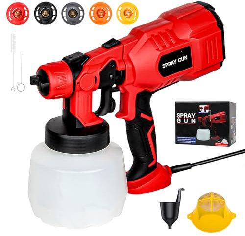 YADOBIG Pistola Pintura Electrica 1200ml, 550W HVLP, 4 Boquillas, 3 Modelos, Pintura Muebles, Vallas, Paredes, Armarios, Bricolaje