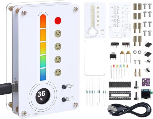 Lumenrix DIY termohygrometer lödningssats, med OLED-smiley-indikator ℃/℉ rumstermometer hygrometer inomhus byggsats minitemperatur luftfuktighetsmätare för utbildning, hem eller växthus