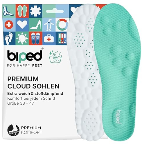 biped plantillas Cloud extra suaves para deporte, uso diario y calzado laboral – Plantillas ortopédicas amortiguadoras con cojín de talón – Espuma masajeadora z2938(mint,42-44)