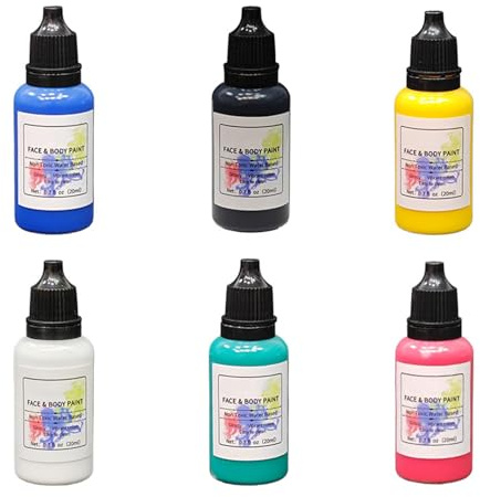 Face Paint, 6 Colors Party Body Paint, Christmas Halloween Water-Based Body Painting Kit for Men Women Kids Eye Face Party Festival Clown Makeup