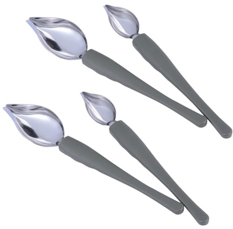 Hemobllo Cuchara Para Salsas De Acero Inoxidable 4 Piezas, Cuchara Para Pintar y Espolvorear, Utensilio De Cocina Para Decoración De Postres y Platos, Apta Para Lavado a Mano y Lavavajillas