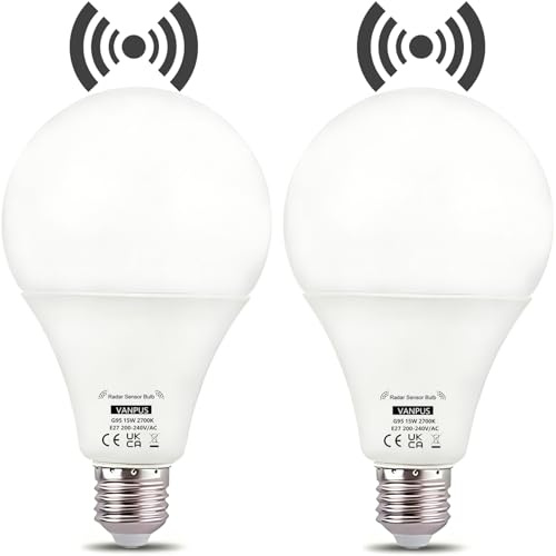 Vanpus LED Lampada con Sensore di Movimento e Crepuscolare - 15W 2700K Bianco Caldo, Diametro 95mm per Garage, Corridoi, Giardini Esterni (2 Pezzi)