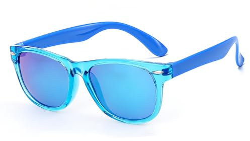 Beipegin Lunette de Soleil Enfant Polarisées Anti UV400 Lunettes de Soleil Flexible Sport Fille Garçon 3-10 Ans