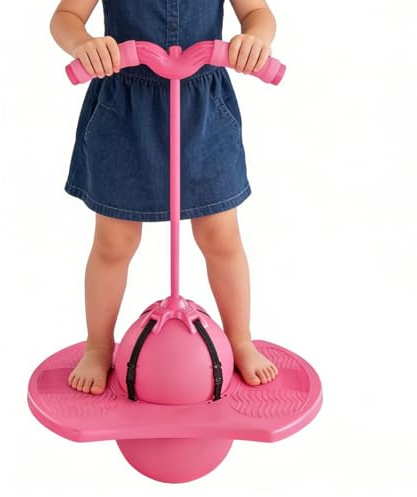 Generico Jumping Balance Ball Toy Kids Trainer - Bouncing Activity Toy for Coordination Practice | PVC Inflatable Ball with Soft Foam Handle Bar, Fun Movement Exercise Equipment 14.96x11.42x35.43 in