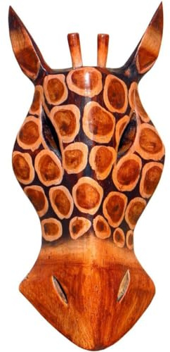 Bellissimo 20 cm Giraffa legno maschera Africa da parete maschera realizzato a mano Bali maske74