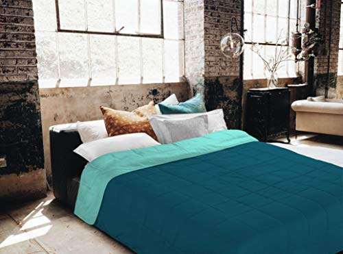 Italian Bed Linen Sogni e Capricci Piumino Estivo, Microfibra, Verde Bottiglia/Verde Acqua, 2 Posti