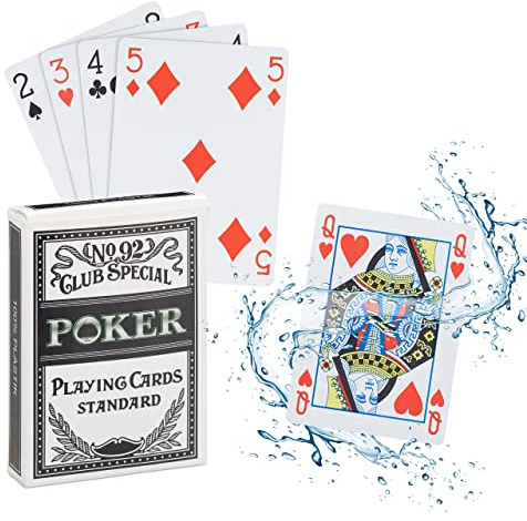 Relaxdays 2 x Pokerkarten Plastik im Set, wasserfestes Kartenspiel, reiß- & knickfest, 108 Karten, Texas Hold'em, Profi Pokerset