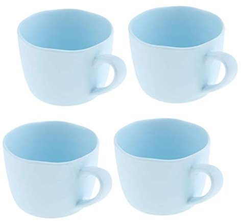 Tubayia Juego de 4 tazas de melamina para café, para fiestas, camping, pícnic (azul claro)
